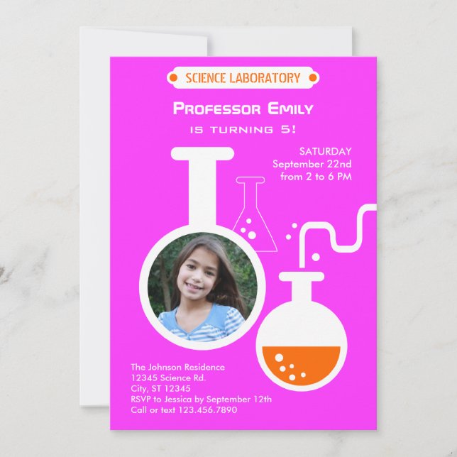 Mad Scientist Birthday Party Photo Invitation (Front)