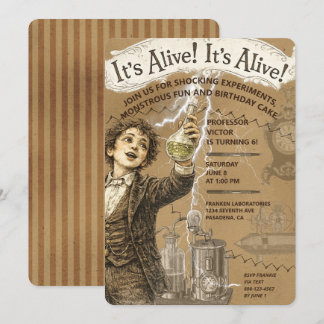 Mad Scientist Birthday Party Science Boy Vintage Invitation