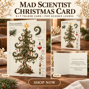 Mad Scientist Christmas Tree Greeting Card