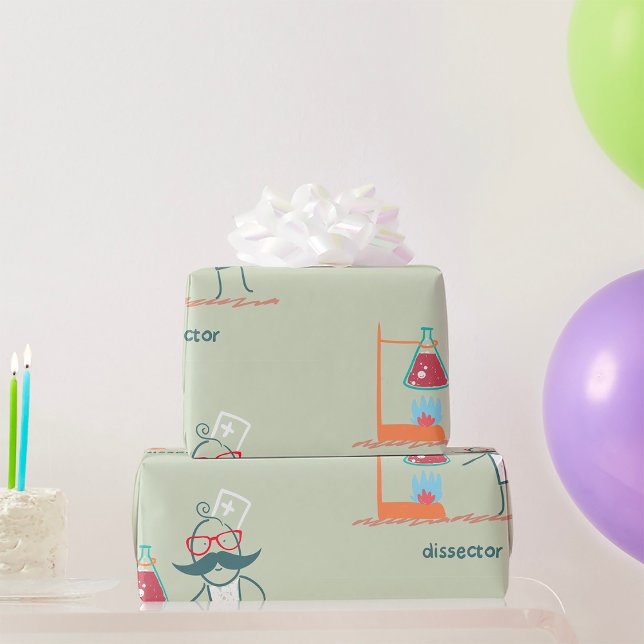 Mad Scientist Dissector with Moustache Wrapping Paper (Creator Uploaded)