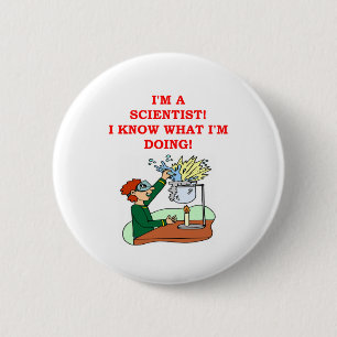 mad scientist joke 6 cm round badge