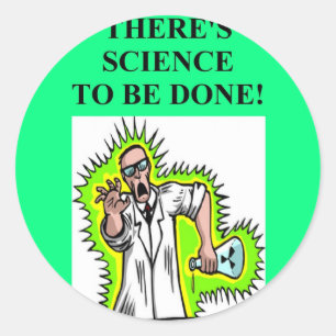 mad scientist joke classic round sticker