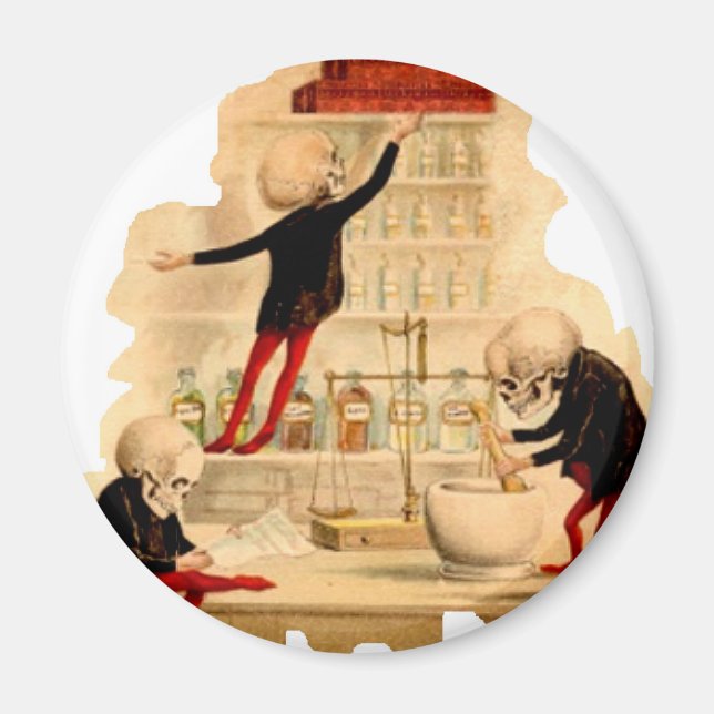 Mad Scientist Skeletons Magnet (Front)