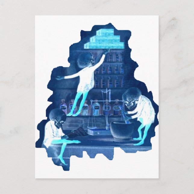 Mad Scientist Skeletons X-ray Postcard (Front)