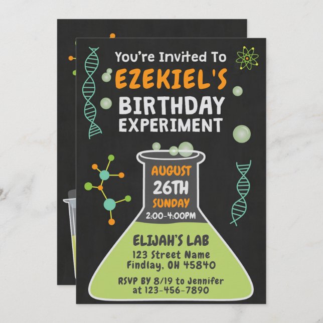 Mad Scientist Slime Birthday Experiment Party Invitation (Front/Back)