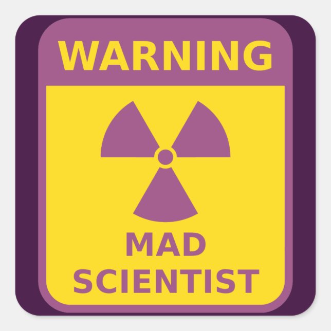 Mad Scientist Warning Sticker (Front)