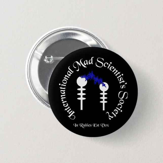 Mad Scientist's Society Button Pin (Front & Back)