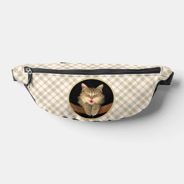 Mad Tabby Cat Portrait Painting Cute Original Art Bum Bags (Lay Down)