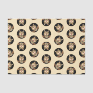 Mad Tabby Cat Portrait Painting Cute Original Art Tissue Paper