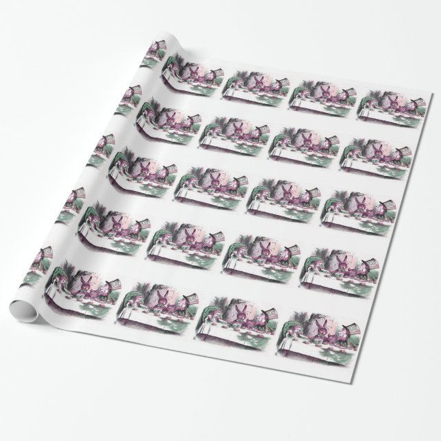 Mad Tea Party Bright Pastels Wrapping Paper (Unrolled)
