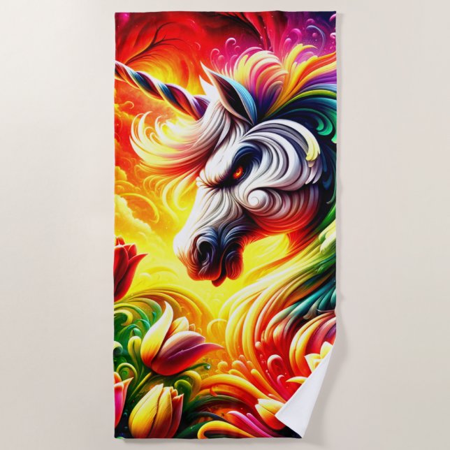 Mad Unicorn Beach Towel (Front)