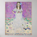 Mada Primavesi by Gustav Klimt Girl in Purple Poster<br><div class="desc">Famous Mada Primavesi portrait by Gustav Klimt. This painting features a brunette girl in a pretty white dress with flowers in front of a purple background. Lovely colors on this vintage artwork of a woman.</div>