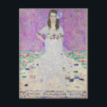 Mada Primavesi by Gustav Klimt Postcard<br><div class="desc">Famous Mada Primavesi portrait by Gustav Klimt. This painting features a girl in a white dress with flowers in front of a purple background. Lovely colours on this artwork.</div>