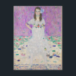 Mada Primavesi by Gustav Klimt Postcard<br><div class="desc">Famous Mada Primavesi portrait by Gustav Klimt. This painting features a girl in a white dress with flowers in front of a purple background. Lovely colours on this artwork.</div>