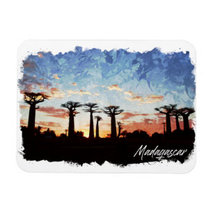 Madagascar Avenue of the Baobabs Panorama View Magnet