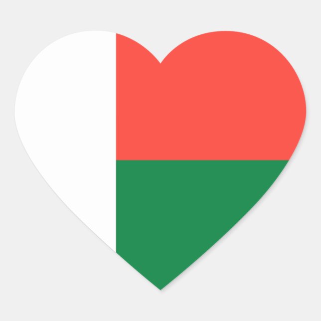 Madagascar Flag Heart Sticker (Front)