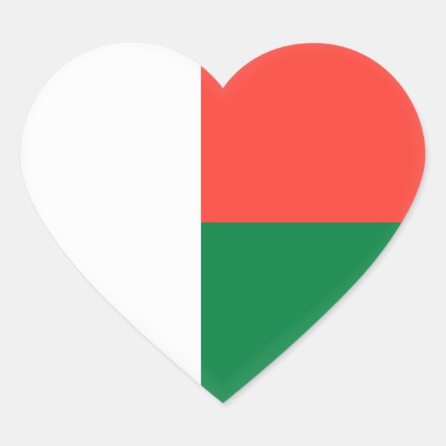 Madagascar Flag Heart Sticker (Front)