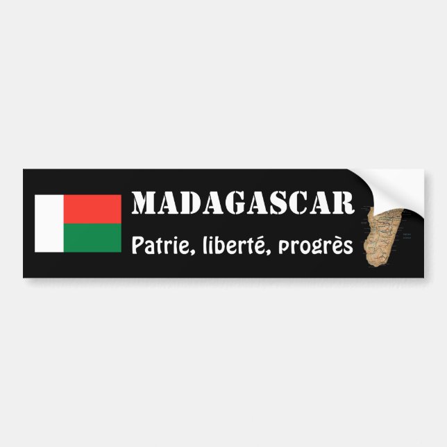 Madagascar Flag + Map Bumper Sticker (Front)
