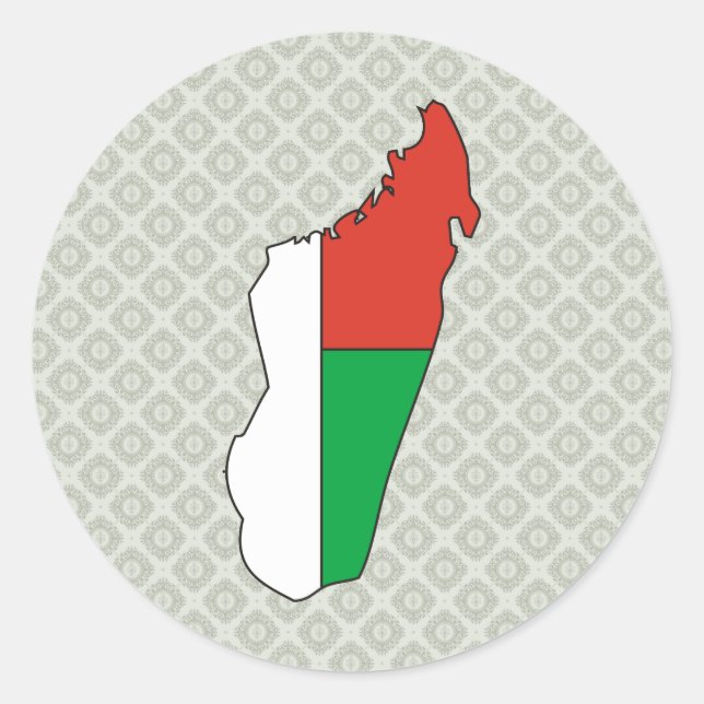 Madagascar Flag Map full size Classic Round Sticker (Front)