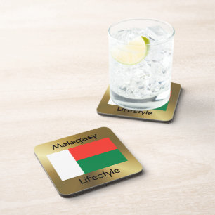 Madagascar Flag+Text Coaster
