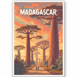 Madagascar Illustration Travel Art Vintage