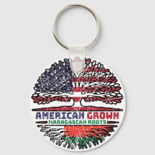 Madagascar Madagascan American USA Tree Roots Flag Key Ring
