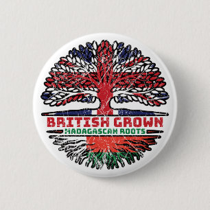 Madagascar Madagascan British UK Tree Roots Flag 6 Cm Round Badge