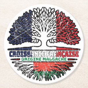 Madagascar Madagascan French France Tree Roots Round Paper Coaster