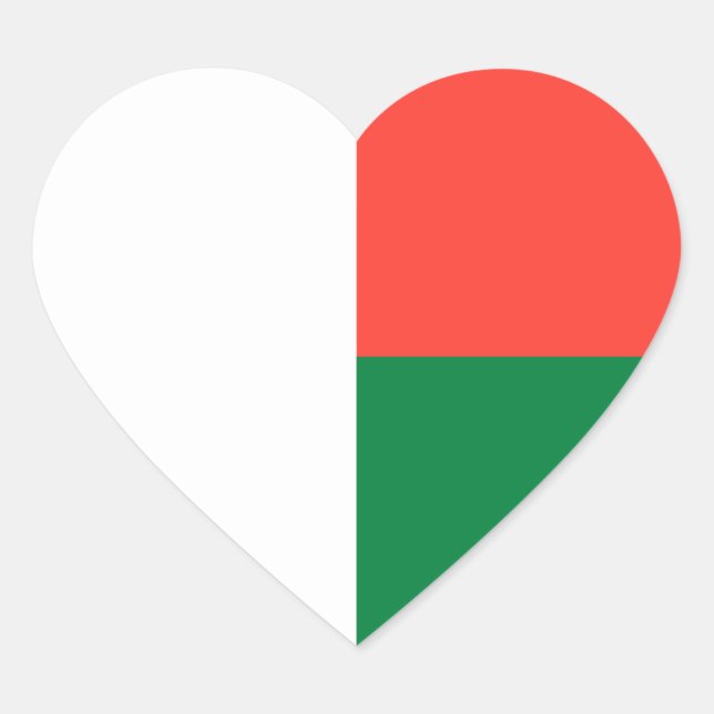 Madagascar/Malagasy Flag Heart Sticker (Front)