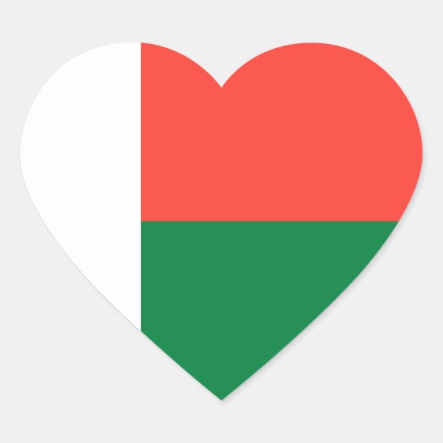 Madagascar – Malagasy Flag Heart Sticker (Front)