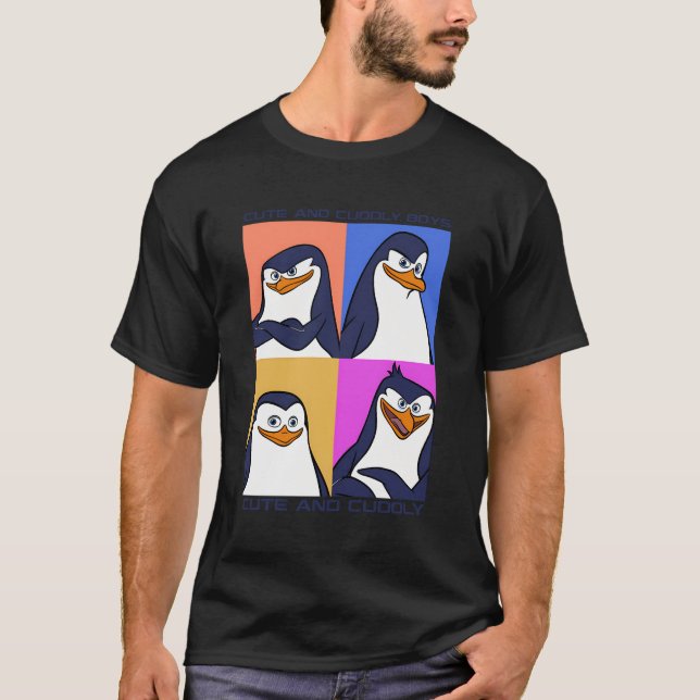Madagascar Penguins Cute And Cuddly Text Poster T-Shirt (Front)