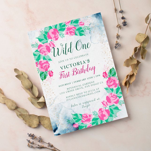 Madagascar Pink Periwinkle Flowers Birthday Invitation (Creator Uploaded)