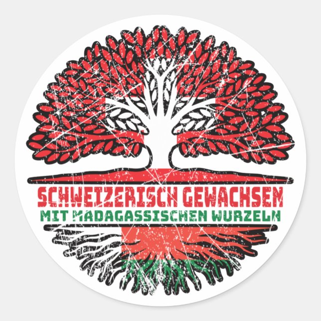 Madagaskar Madagassisch Schweizer Schweiz Baum Classic Round Sticker (Front)