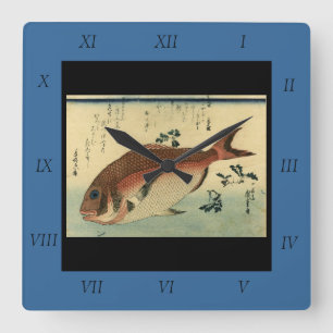 Madai or Red Tai - Hiroshige's Japanese Fish Print Square Wall Clock