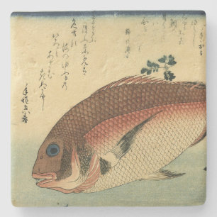 Madai or Red Tai - Hiroshige's Japanese Fish Print Stone Coaster
