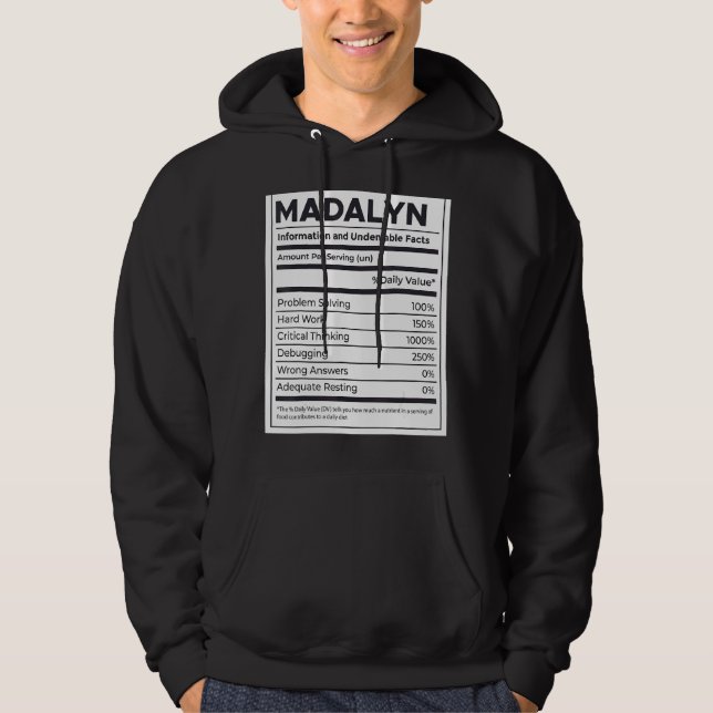 Madalyn Nutrition Information  Problem Solving Har Hoodie (Front)