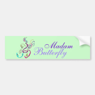 Madam Butterfly, Graphic Illustration Bumper Sticker
