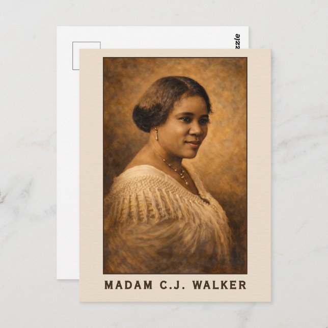 Madam C.J. Walker Portrait Art Postcard (Front/Back)