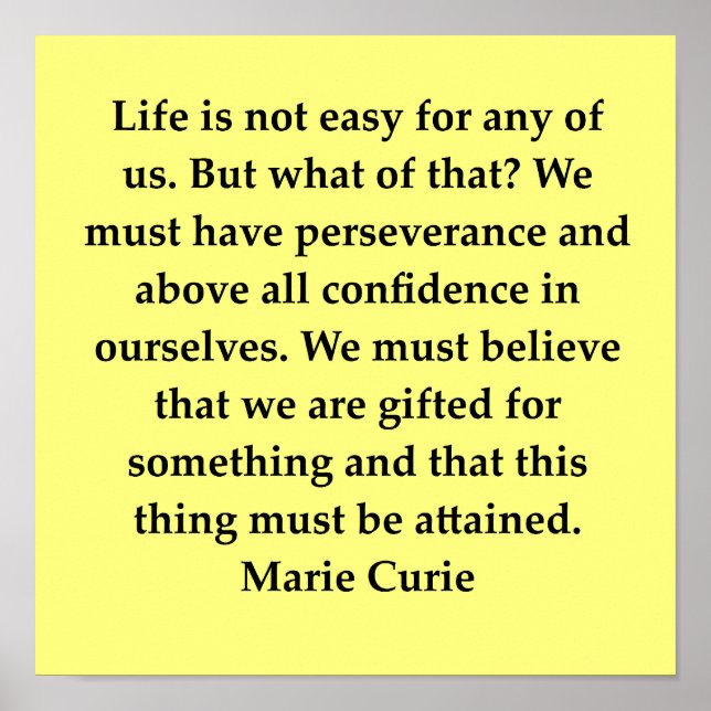 madam marie curie quote poster (Front)