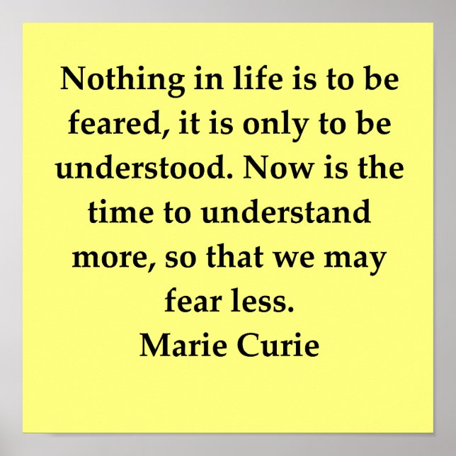 madam marie curie quote poster (Front)