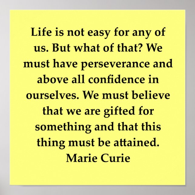 madam marie curie quote poster (Front)