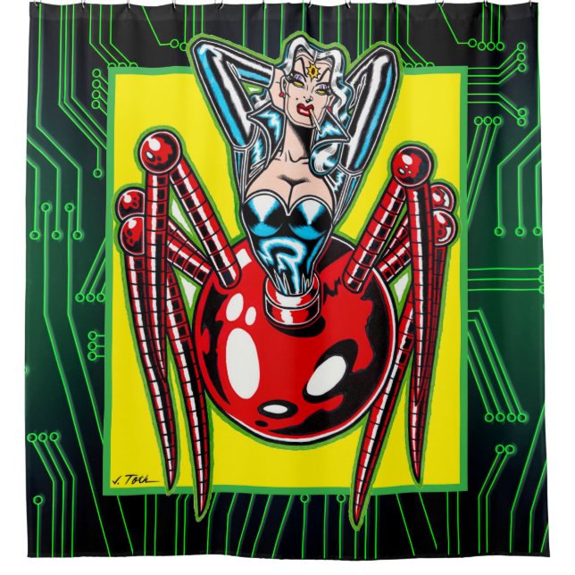 Madam Mechanism™/Mecha Spider Shower Curtain (Front)