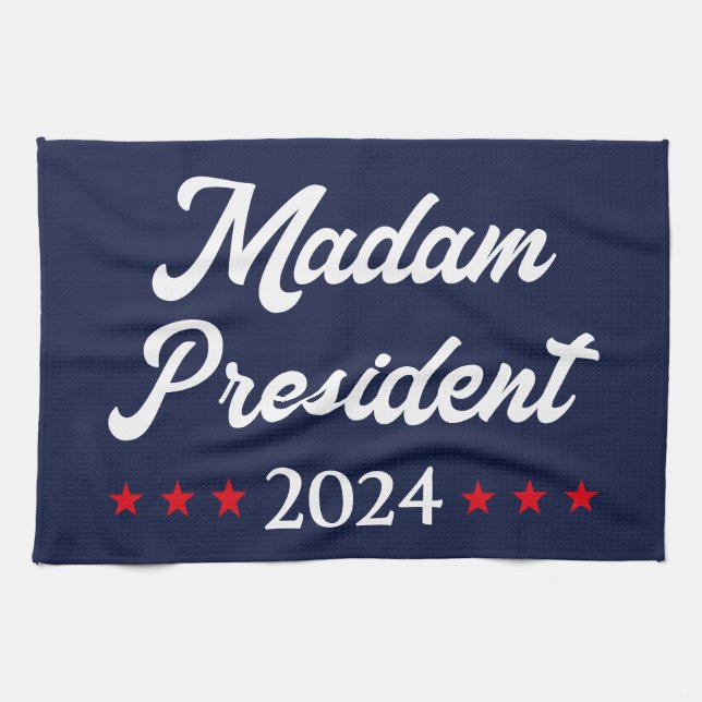 Madam President 2024 I - Kamala Harris Tea Towel (Horizontal)