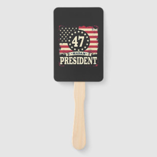 Madam President American flag 47 harris Walz  Hand Fan