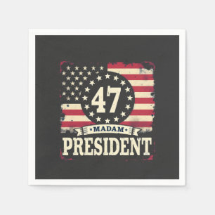 Madam President American flag 47 harris Walz Napkin