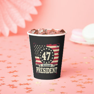 Madam President American flag 47 harris Walz Paper Cups