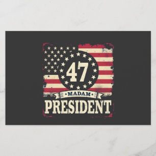 Madam President American flag 47 harris Walz Stationery