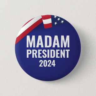 Madam President Harris 2024 6 Cm Round Badge