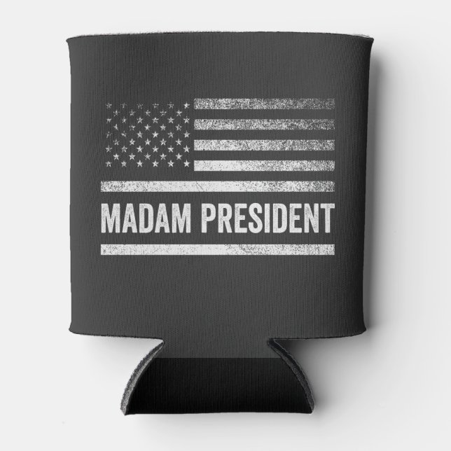 Madam President Harris Walz American Flag Election Can Cooler (Front)