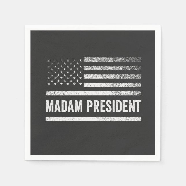 Madam President Harris Walz American Flag Election Napkin (Front)